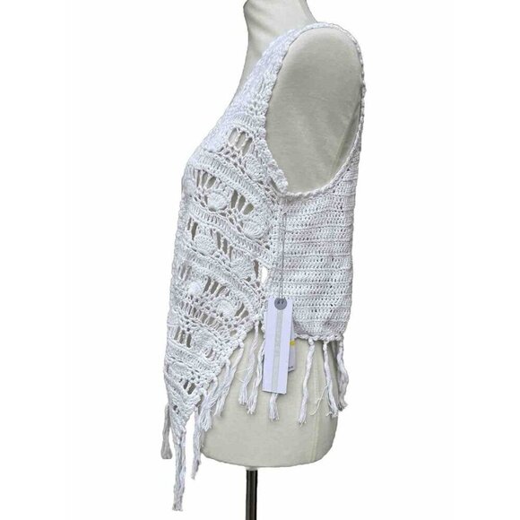 O'Neill Women's Winona White Crochet Fringe Vest Size M - Picture 8 of 12